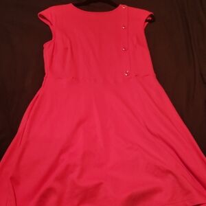 New York & Company Vibrant Pink Dress with Button Accents